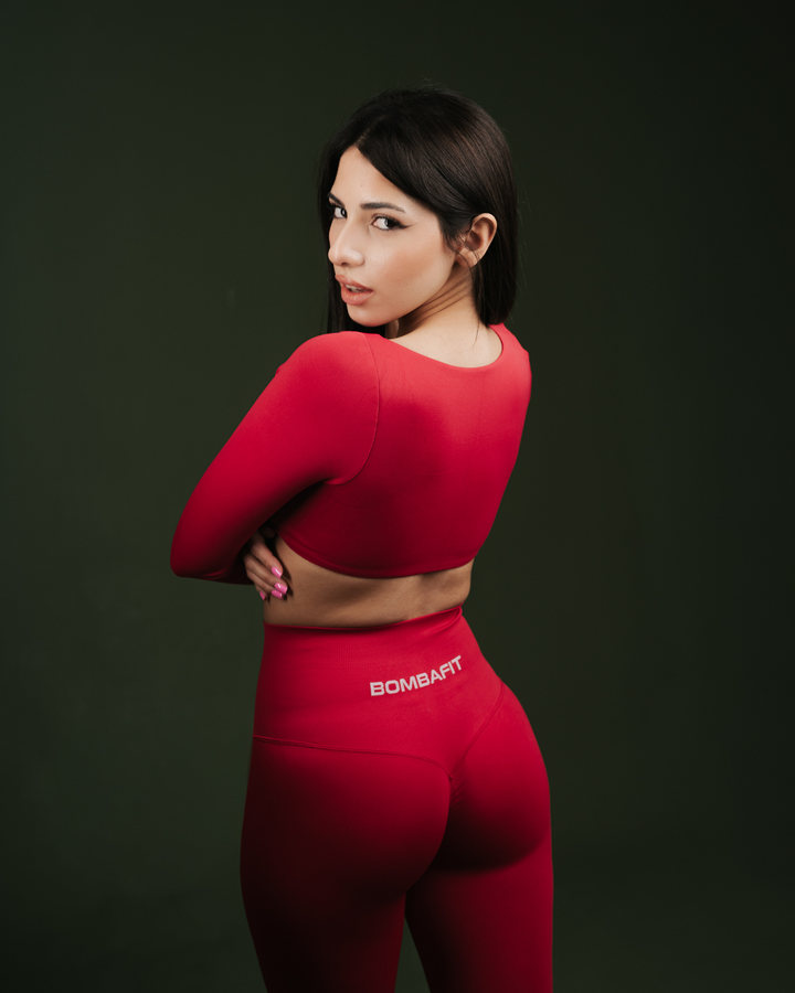 Oasis High Band Leggings Push Up - Rosso Aurora