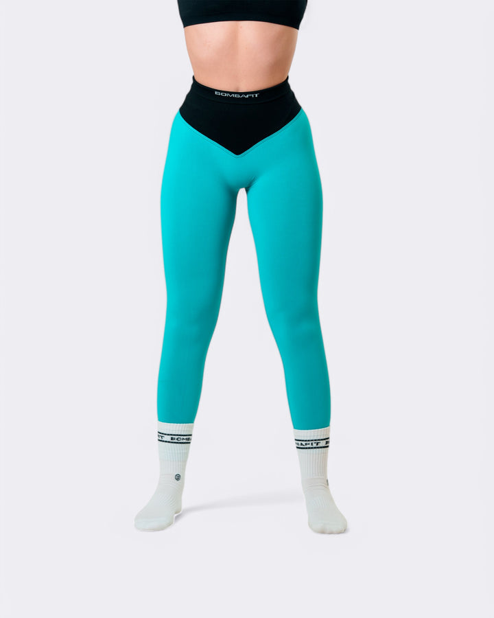 Pump it Leggings Bicolor Push Up - Petrolio