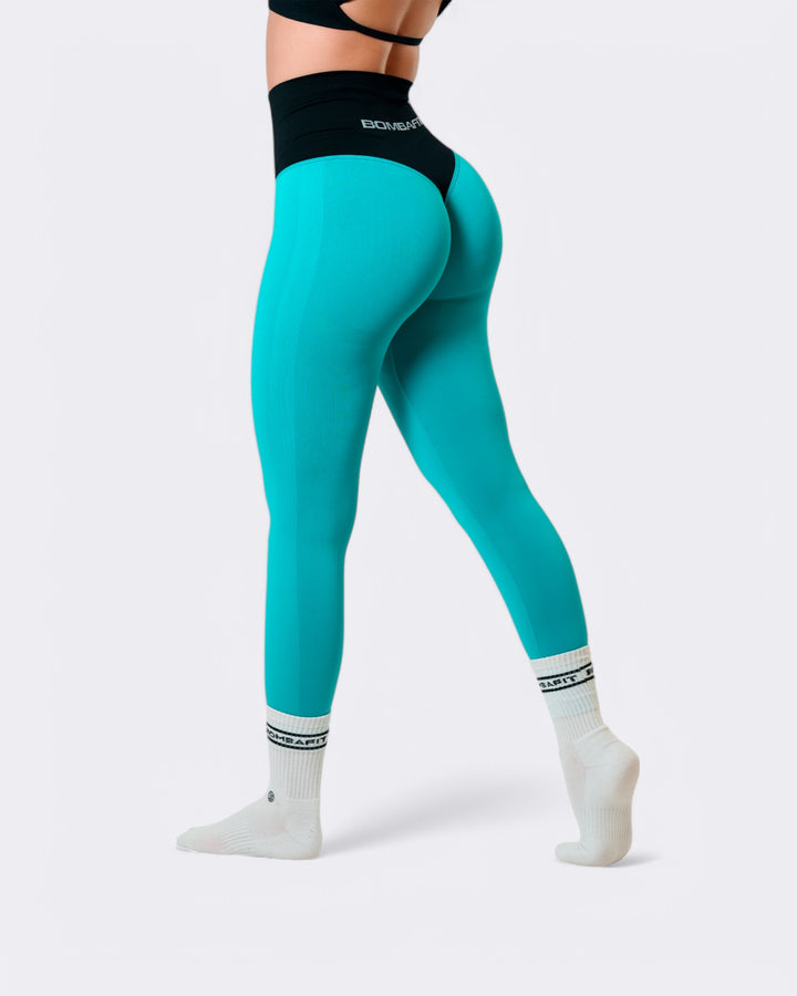 Pump it Leggings Bicolor Push Up - Petrolio