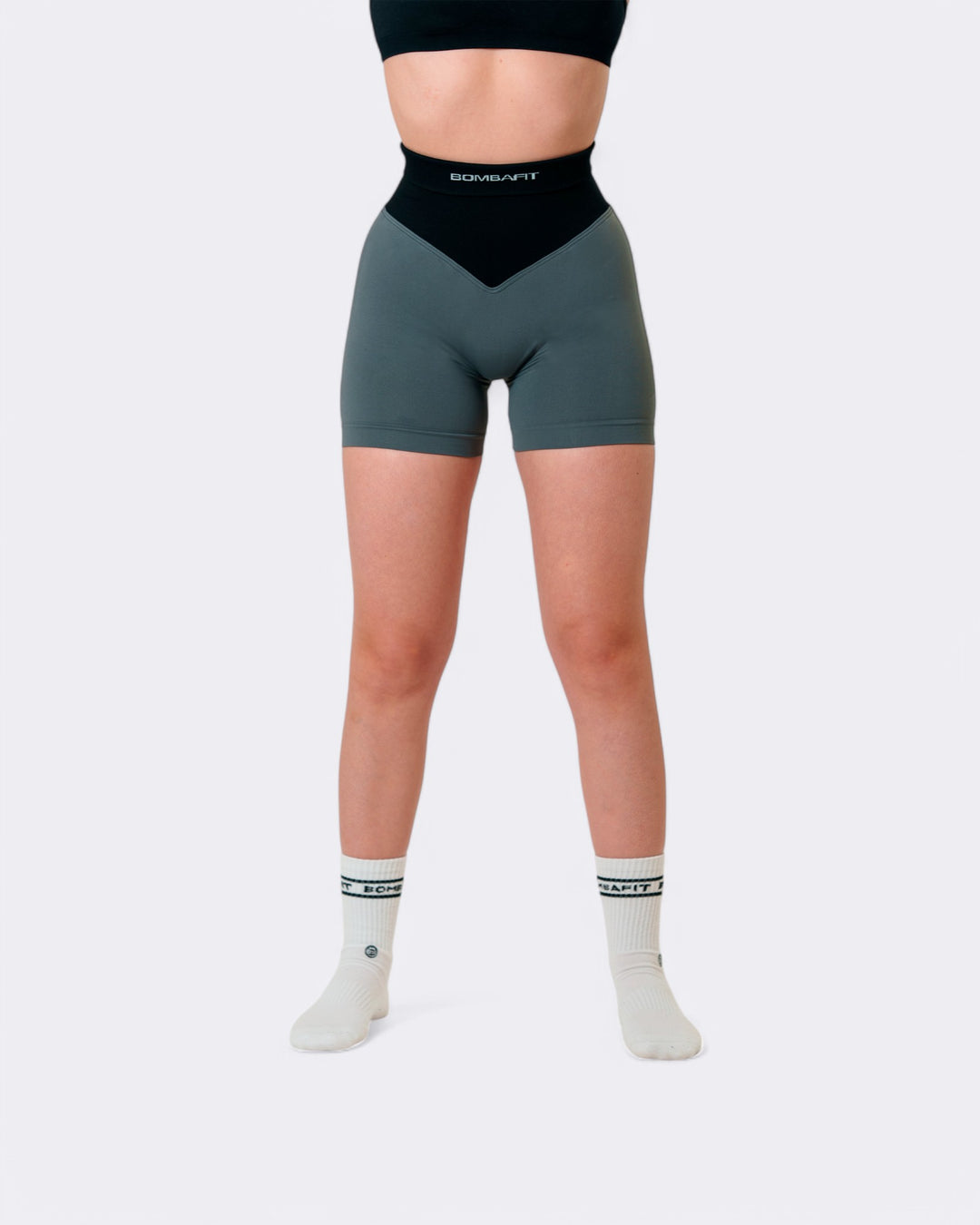 Pump It Bicolor Shorts Leggings - Grafite/Nero