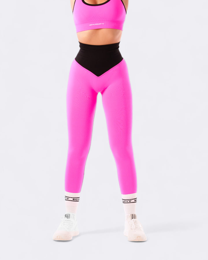 Pump It Bicolor Leggings Push Up - Rosa Shock/Nero