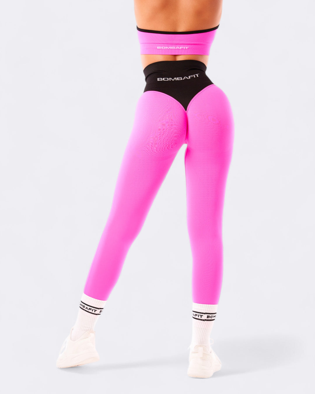 Pump It Bicolor Leggings Push Up - Rosa Shock/Nero